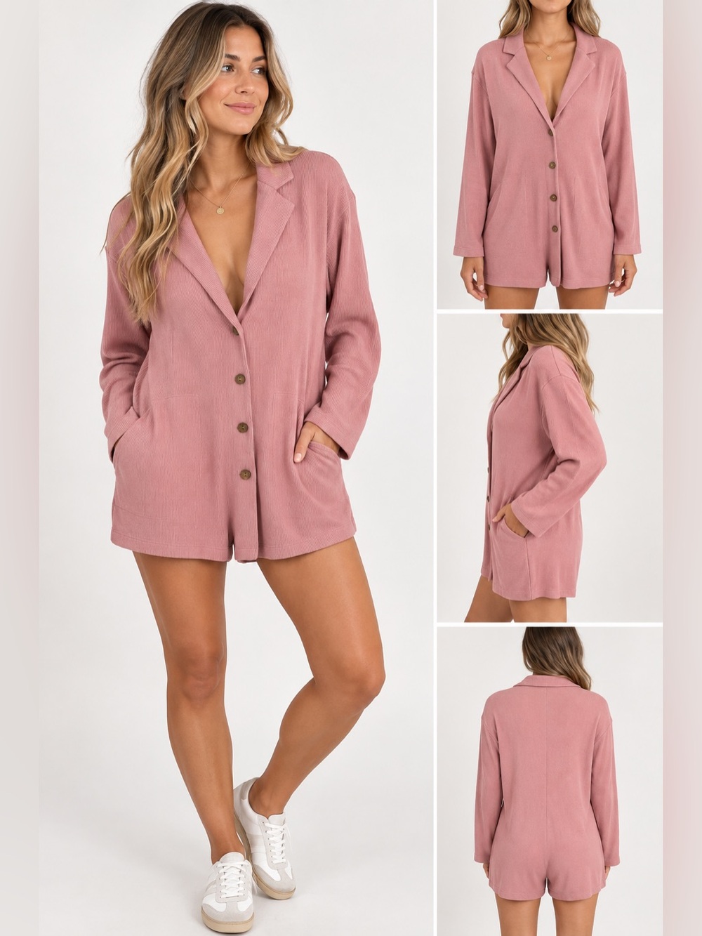 FP Beach Dusty Rose Button-Front Cotton Swim Coverup
